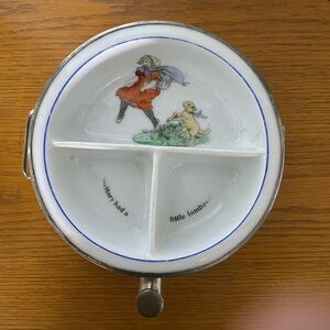 Vintage Excello "Mary Had A Little Lamb" Baby Food Sectioned Warming Dish